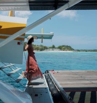 Stepping off a seaplane to explore a secluded paradise in the heart of the remote Anambas Archipelago at Bawah Reserve, Indonesia