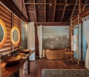 Overwater Bungalow bathroom, dream bathroom ideas, Bawah Reserve, Indonesia