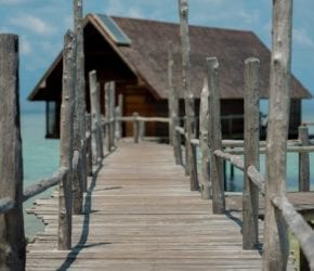 Overwater Bungalow walkway, Bawah Reserve, Indonesia