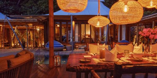 Private dining area in the 2 bed pool villa, Bawah Reserve, Indonesia