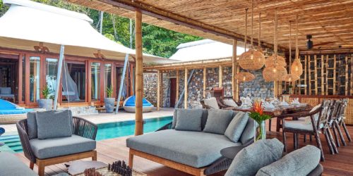 Al fresco living and dining pavilion of the 2-bedroom pool villa at Bawah Reserve, Indonesia