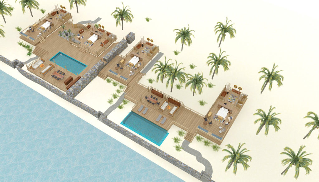 4-bedroom infinity pool villa floorplan, suitable for families, group travel, friends' holiday, accommodation at Bawah Reserve, Indonesia