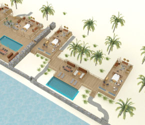 4-bedroom infinity pool villa floorplan, suitable for families, group travel, friends' holiday, accommodation at Bawah Reserve, Indonesia