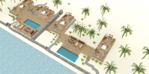 4-bedroom infinity pool villa floorplan, suitable for families, group travel, friends' holiday, accommodation at Bawah Reserve, Indonesia