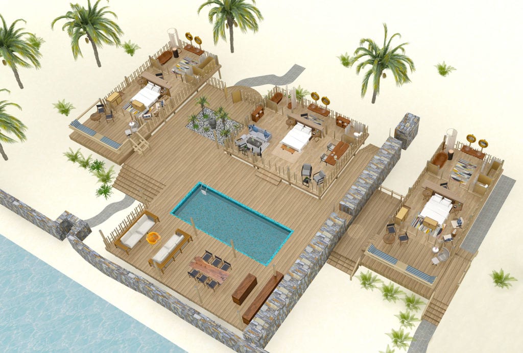 3-bed pool villa room layout, accommodation at Bawah Reserve, Indonesia