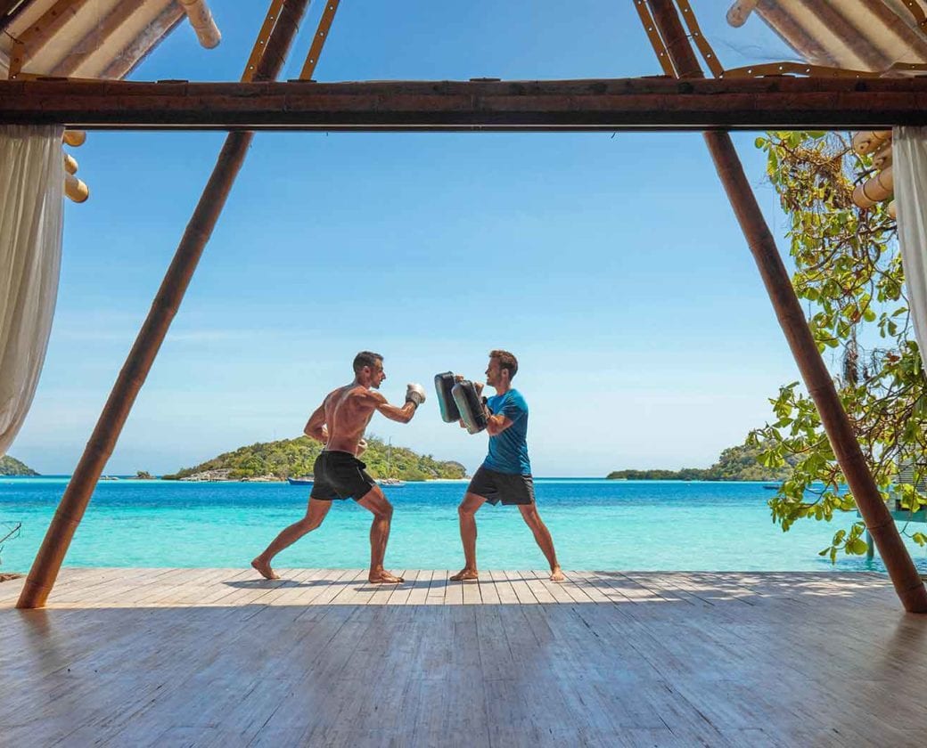 Boxing activity at Aura spa and wellbeing at Bawah Reserve, Indonesia