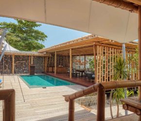 2 Bed Pool Villa, a luxury beach villa with a private plunge pool, living and dining pavilion at Bawah Reserve Indonesia