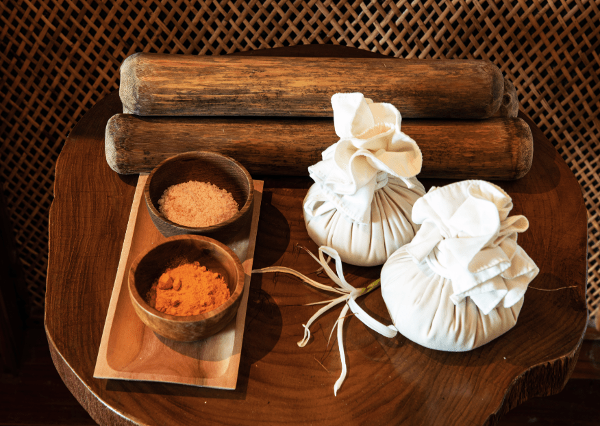 Aura spa scrub natural ingredients, turmeric, star anise and cinnamon at Bawah Reserve Indonesia