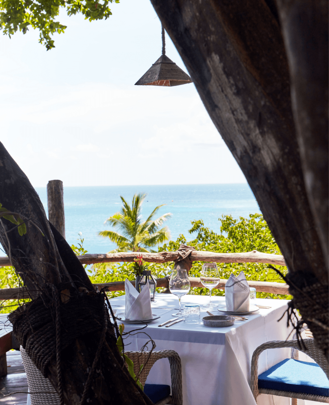 Romance at Bawah Reserve, Indonesia. Private dining at the lookout, Treetops hotel restaurant.