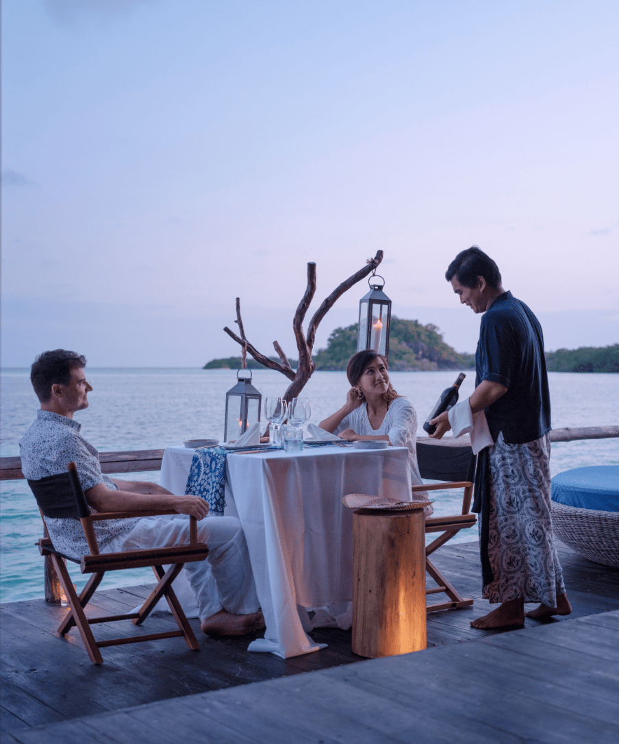 Celebrate your anniversary at Bawah Reserve. A romantic celebration, making your wedding anniversary unforgettable in a dreamy destination.