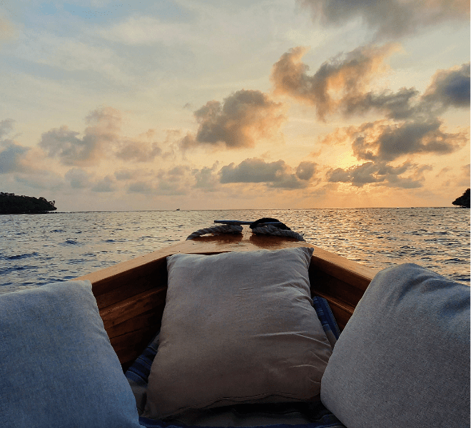 Activities at Bawah Reserve include a sunset cruise around the 6 islands.