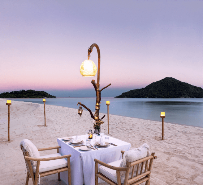 Activities at Bawah Reserve, Indonesia, beach private dining.