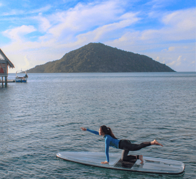 SUP Yoga in lagoon