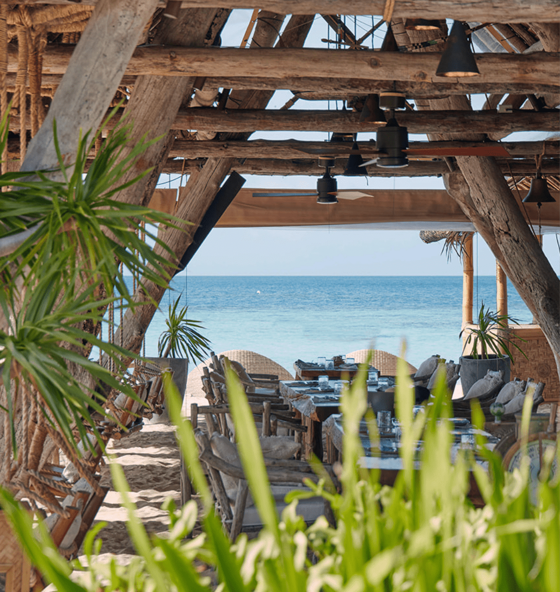 The Boathouse, beach bar and restaurant at Bawah Reserve, Indonesia.