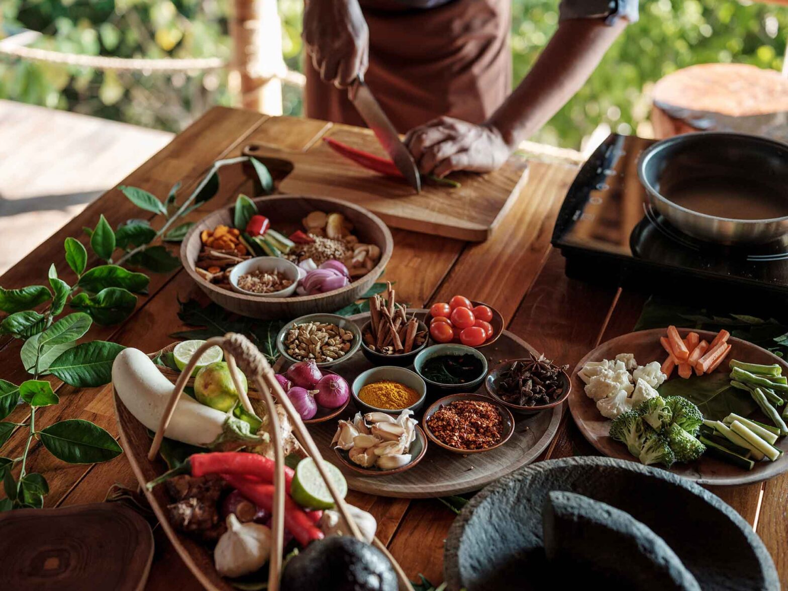 Indonesian cooking class, activities at Bawah Reserve.