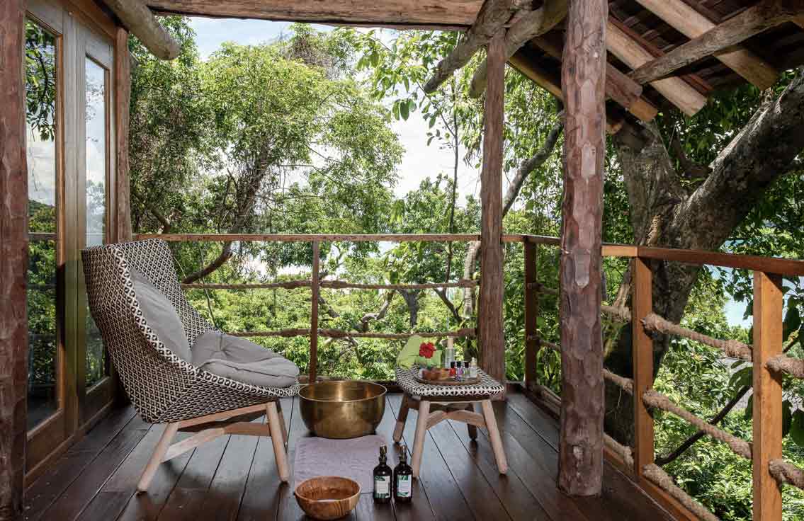 Aura hill spa, foot treatment on the balcony at Bawah Reserve, Indonesia.