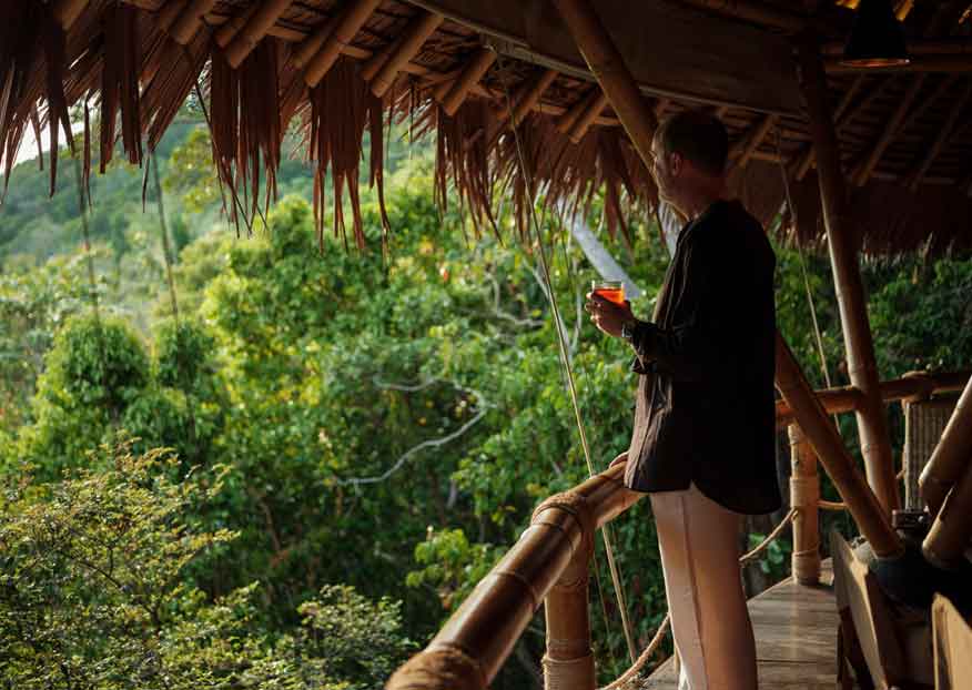 Sundowners on the deck at Jules Verne bar, Bawah Reserve, Indonesia.