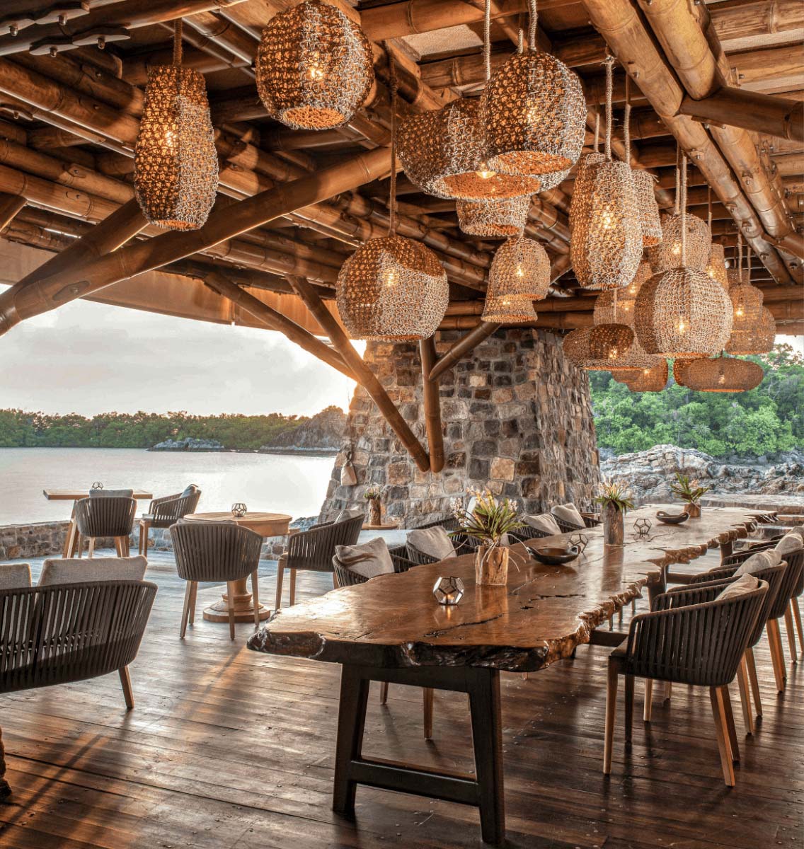 Elang Private Residence dining. Exclusive private island at Bawah Reserve, Indonesia.